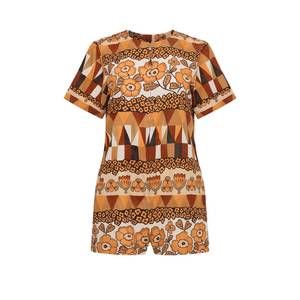 NEW CAROLINA K tilly romper in rombus flowers brown